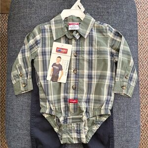 Wrangler Olive Plaid Infant Shirt